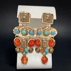 Revival Gold Hammered Orange Chandelier Earrings