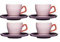 Sagaform Pop Stoneware Coffee Cup And Saucer 8 1/2-ounce Pink Red Plum Set Of 4 on sale Sagaform Pop Stoneware Coffee Cup And Saucer 8 1/2-ounce Pink Red Plum Set Of 4 on sale