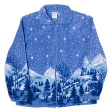 Blair Snow Scene Womens Fleece Jacket Blue M