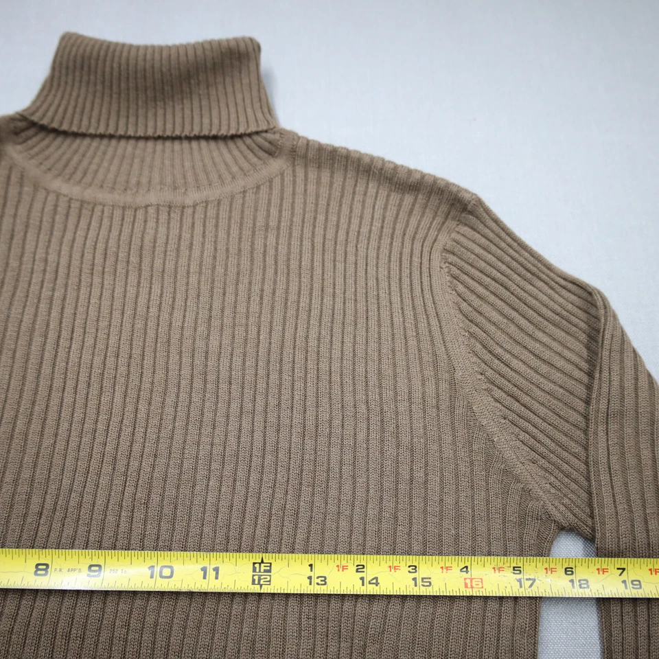 Vtg Y2K Limited Turtleneck Ribbed Sweater XL Brown Merino Wool Classic Old Money - Image 3 of 4