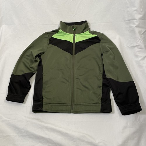 Athletic Works Track Jacket Boys Medium 8 Olive/Neon/Black Full Zip Long Sleeve - Picture 3 of 17