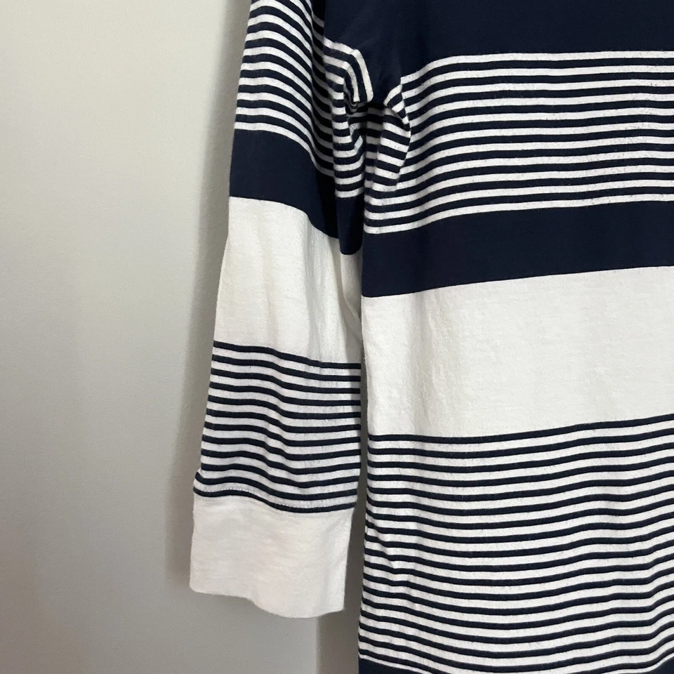 Vestido Lilly Pulitzer Mediano Azul Marino Marlowe Pima Algodón Náutico Rayas Pullover Foto 3 de 4