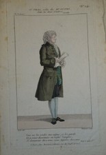 Gravure COULEUR COSTUME THEATRE MARTINET EMPIRE HOMME MARIAGE COMEDIE 1810