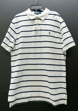 Polo By Ralph Lauren Mens White Short Sleeve Striped Cotton Golf Polo Shirt L