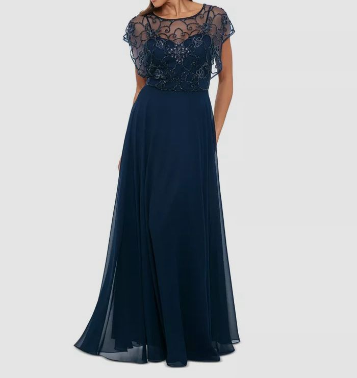 Xscape Womens Beaded Polyester Evening Dress - Blue - US 6 (S) Xscape Womens Beaded Polyester Evening Dress - Blue - US 6 (S)