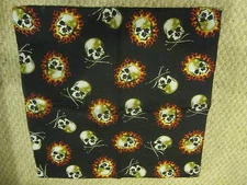 Multiple Skulls & Crossbones with flames Bandanna Face Mask,Head Wrap,Wristband 
