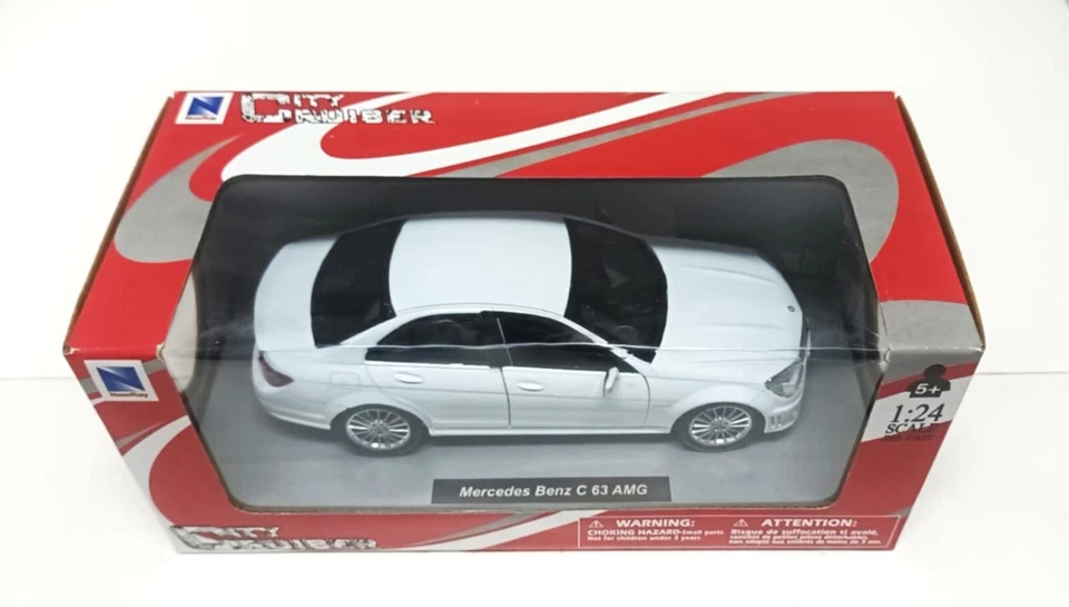 Mercedes Benz C 63 C63 AMG Bianco White New Ray Newray 1:24 Nuovo 1/24 - Immagine 3 di 4
