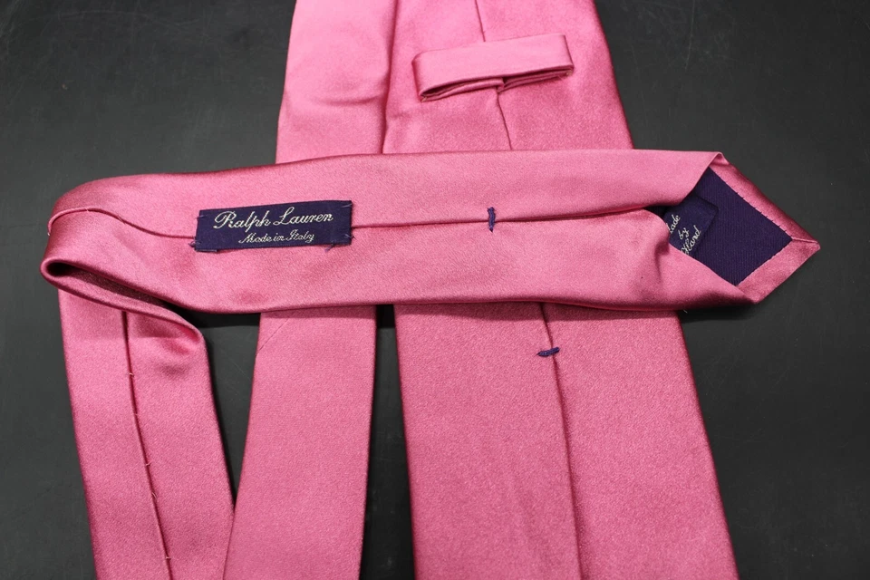 Corbata Ralph Lauren Etiqueta Púrpura RLPL 100% Lino Hecha a Mano en Italia Rosa Pastel Foto 4 de 4