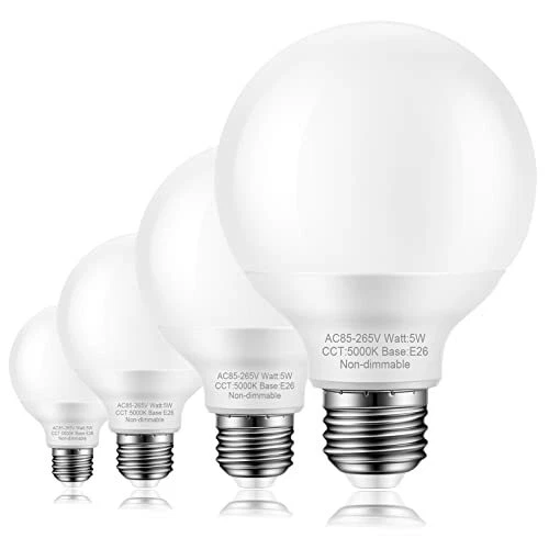 4pack Bathroom Light Bulbs 60 Watt Equivalent Daylight G25 Led Globe Light Bulbs