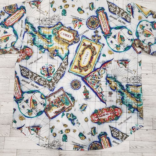 VTG RARE Graphic Maine Nautical Map Shirt L'Ocean Occidental USA 20W / 2XL Men - Picture 3 of 9