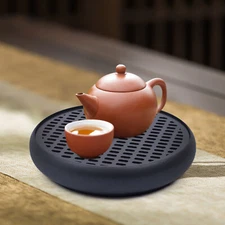 Classic Round Pottery Tea Tray Home Office Gongfu Tea Serving Table Filter Plate
