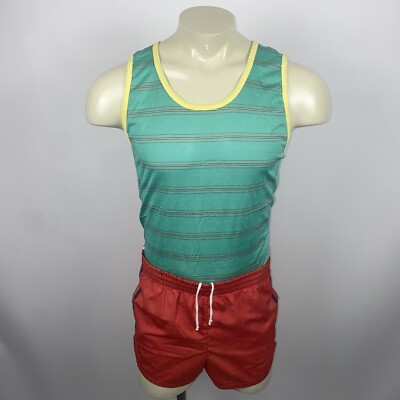 Vintage 60s 70s Tank Top Shirt Mens Large Harvey Striped