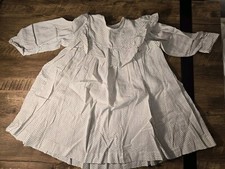 Vintage Handmade Toddler White w Black Flowers Prairie Dress 19 Inches, 12-18 Mo