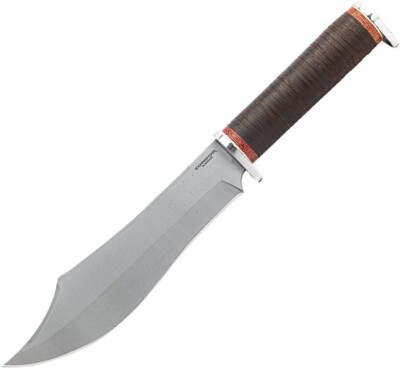 Condor Gray Pioneer Bowie Fixed Knife 7'' Satin 1075HC Steel Blade Leather Handle