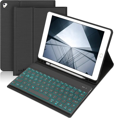 BORIYUAN iPad Tastatur 6. Generation mit Hülle - iPad2018, iPad 2017 (5th Gen),