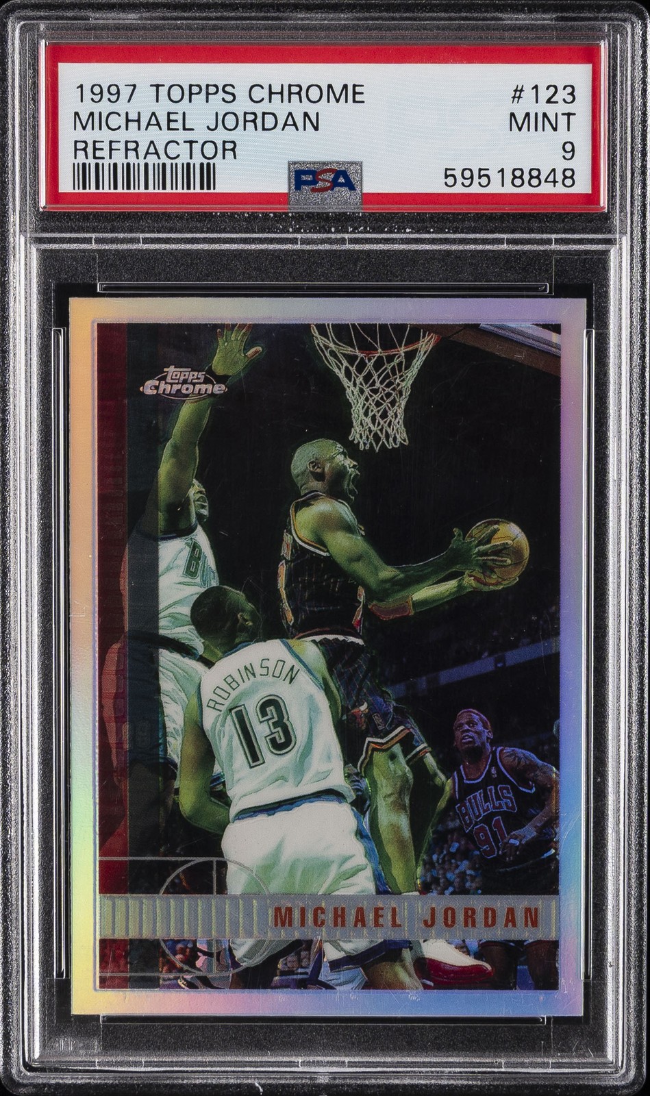 1997 TOPPS CHROME REFRACTOR #123 MICHAEL JORDAN PSA 9