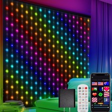 Smart Curtain Lights, Color Changing 400 LED Curtain Lights 6.6 6.6 FT, RGB...