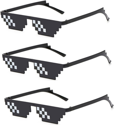 3 Pack Thug Life Sunglasses,Men Women Pixel Mosaic Glasses, MLG Shades for Photo