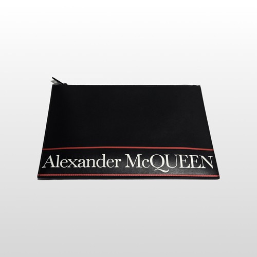 Alexander McQueen Logo Print Clutch Bag Black 560472 144612541