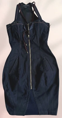 Robe corset bleu nuit rayée zippée Marithé et François Girbaud - Photo 1/4