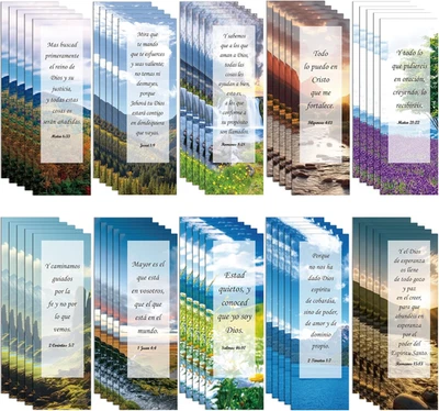 SUMMER INFANT 50 Pack Spanish Christian Bible Verse Bookmarks Religious Scripture Book Marks