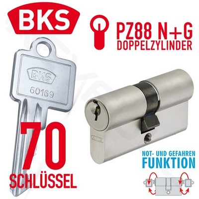 BKS 35/35 Doppelzylinder Türzylinder Schließzylinder bis 100 Schlüssel Notgefahr