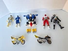Lot of 7 Vtg 90's Mighty Morphin Power Rangers Action Figures & Vehicles Bandai