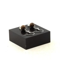 Steine Und Mineralien. Ohrringe 2 Perlen Mondstein Aus Indien + Holz 8