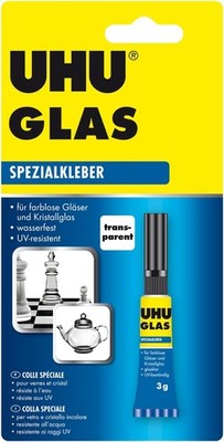 UHU Spezialkleber Glas Glasklar UV-resistent Wasserbeständig Spülmaschinen 3ml