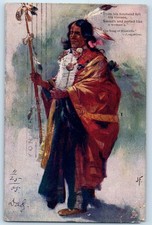 American Native Indian Headdress From His Forehead Fell His Tresses Postcard