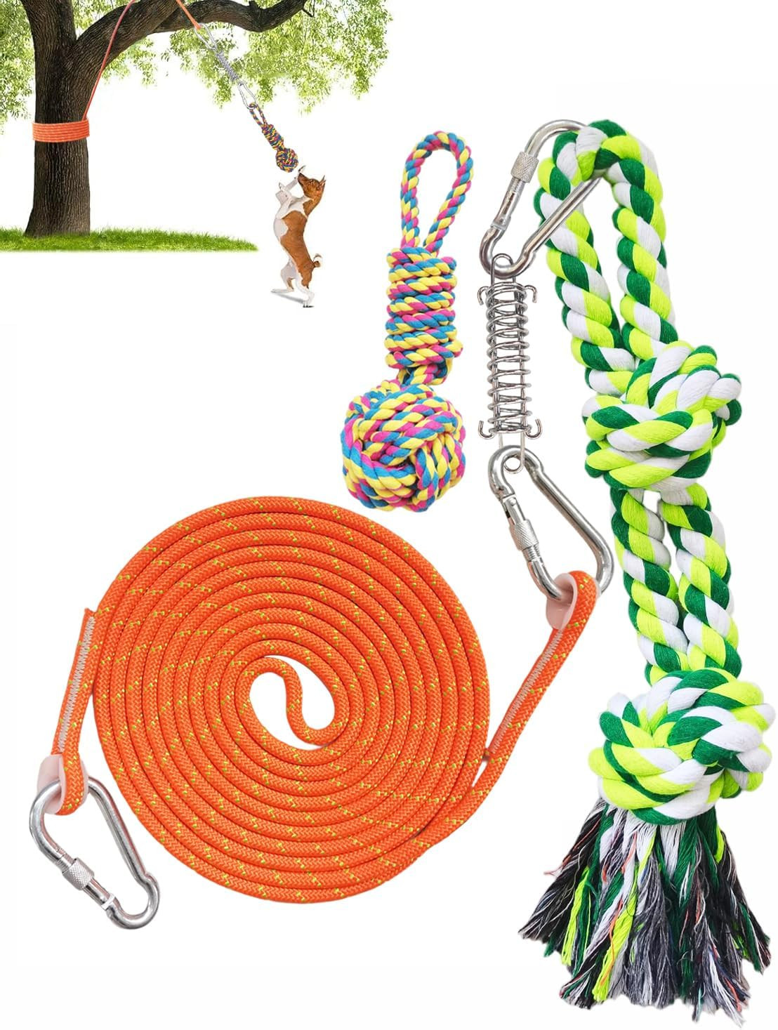 Giocattolo per Corda per Cani Spring Pole - Giocattoli per Masticare E Tiro Alla