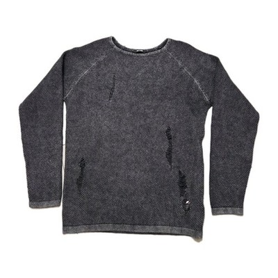 ONLY & SONS Gray Distressed Crewneck Sweater Men s Size Large Streetwear Urban