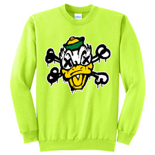 NEW Art Society OREGON PUDDLES PIRATE NEON YELLOW Crew Sweater S-4XL MADE IN USA