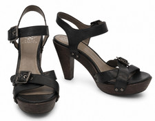 Vince Camuto Womens Catey Ankle Strap Platform Sandals Size 8 Black Leather
