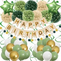 Geburtstagsdeko Happy Birthday Banner Pompoms Papier Girlande Wimpel Luftballons
