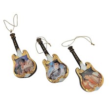Bradford Exchange Elvis Presley Porcelain Guitar Christmas Ornaments Lot Of 3