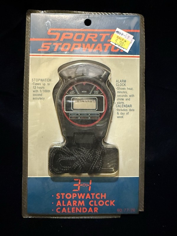 Vintage Sports Stop Watch Alarm Clock And Calendar All In One