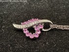 18" Silver Chain Wrapped Heart Pendant Necklace with Pink Sapphires & Diamonds — photo 7