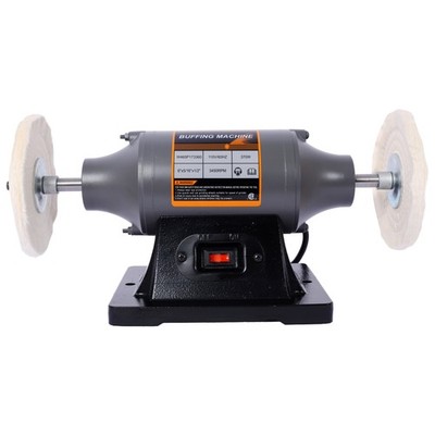 6'' Electric Bench Buffer Polisher w/4PC 80Ply Thick Wheels CSA Certified Gray