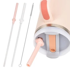 Silicone Straw Reusable Straws with Cleaning Brush for Stanley 40oz Tumbler