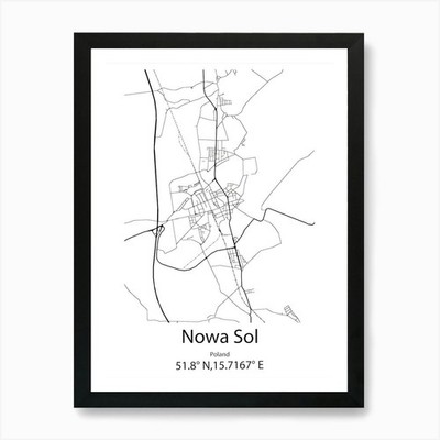 Nowa Sol,Poland Minimalist Map Art  Framed Wall Art Poster Canvas Print Picture