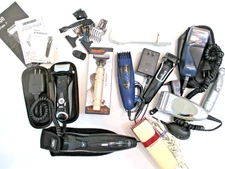 LOT OF 10 ELECTRIC RECHARGEABLE SHAVERS TRIMMERS ALL WORKING SOME WITH CASES