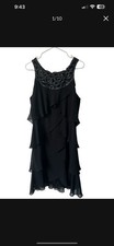 SL Fashions of New York Beaded Tiered Visit Evening Dress Black Sz 14 Party...
