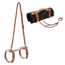 1-Pack Outdoor Picnic Blanket Carry Strap, 22.8" PU Leather Belt [Brown]