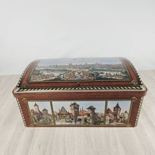 Large German Lebkuchen-Schmidt Nuremberg Tin Cookie Box Chest 10.5 x 6.5 x 4.5