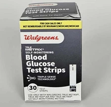 Walgreens Blood Glucose True Metrix Test Strips. QTY-30