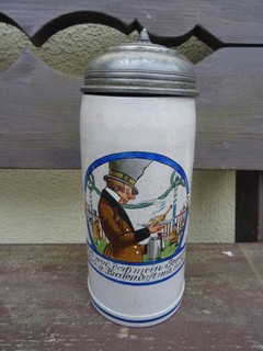 Jugendstil Bierkrug mit Zinndeckel 1 0L Brauereikrug