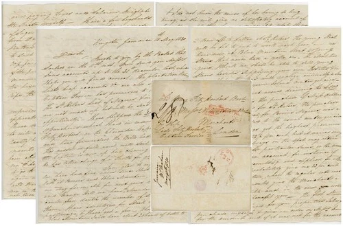 1830 LONG LETTER MAHON JAMAICA by LADY FITZHERBERT Roof Fire Plantation +Ship