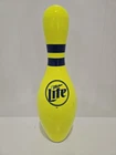 Vtg Miller Lite Beer Bowling Pin Heavy Solid Wood Advertising Bar Display Sign