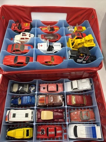 24 Vintage MIXED BRANDS Lot Cars Trucks Hot Wheels Matchbox With Case